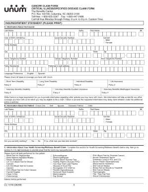  Unum Critical Illness Claim Form 2009