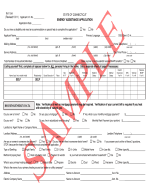 State of Connecticut Energy Assistance Form W 1104