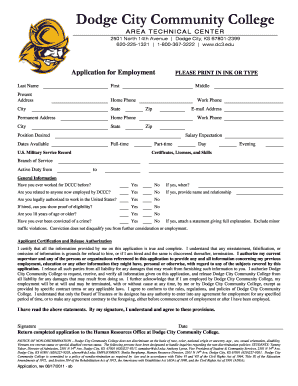 Application for Employment Dc3  Form