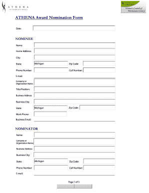 ATHENA Award Nomination Form Wcofwc