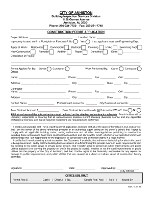 City of Anniston Building Permits Form