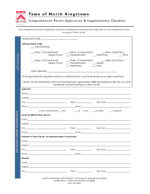 Comprehensive Permit Application and Checklist North Kingstown Northkingstown  Form