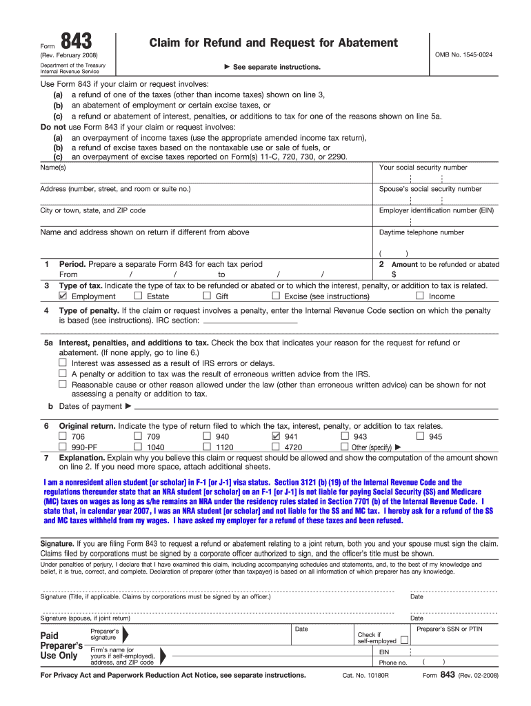 2008 843 form