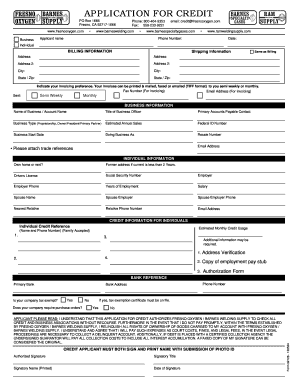 APPLICATION for CREDIT Fresno Oxygen Barnes Welding  Form