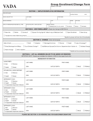 Instructions for Completing the Group EnrollmentChange Form Vermontada