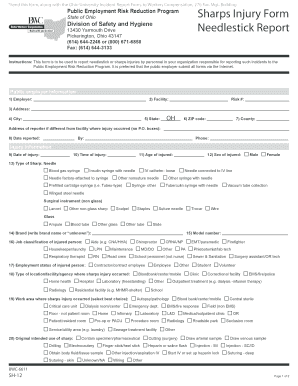 Needlestick Incident Report Form