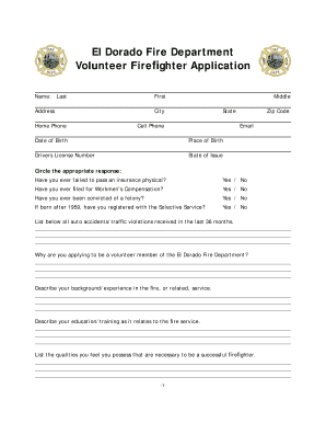 Firefighter Applications Form