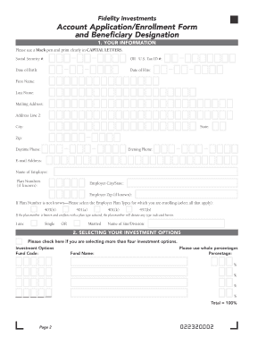 Account ApplicationEnrollment Form and Beneficiary Designation Benefits Jhu