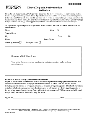 Ipers Direct Deposit Form