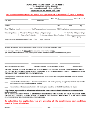 Nova University Application Form