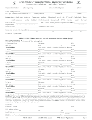 UCSD StUDent OrganizatiOn RegiStratiOn FOrm Solo Ucsd