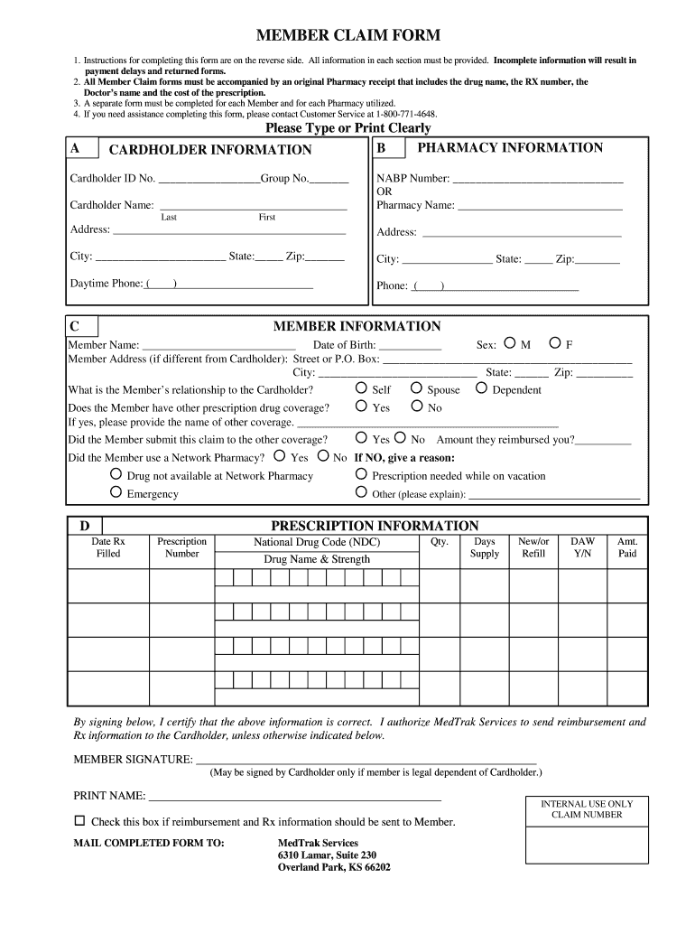 Pharmacy Claim Form Missouri State University Missouristate