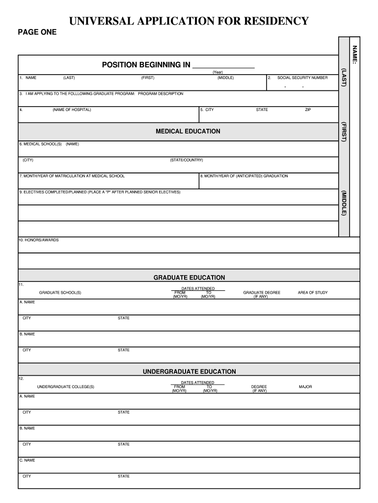 Universal Residency  Form