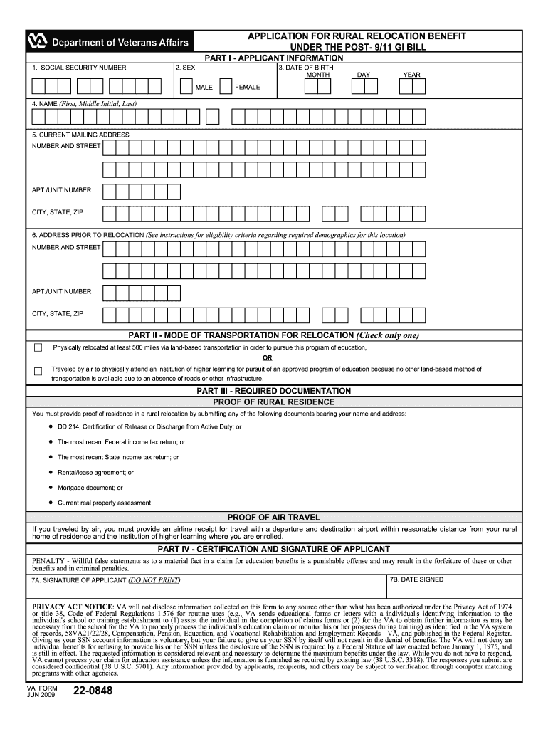  Application for Rural Relocation Benefit  Form 2009