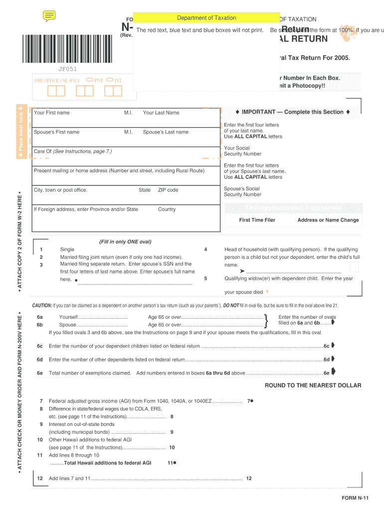  Hawaii Form N 11 2019