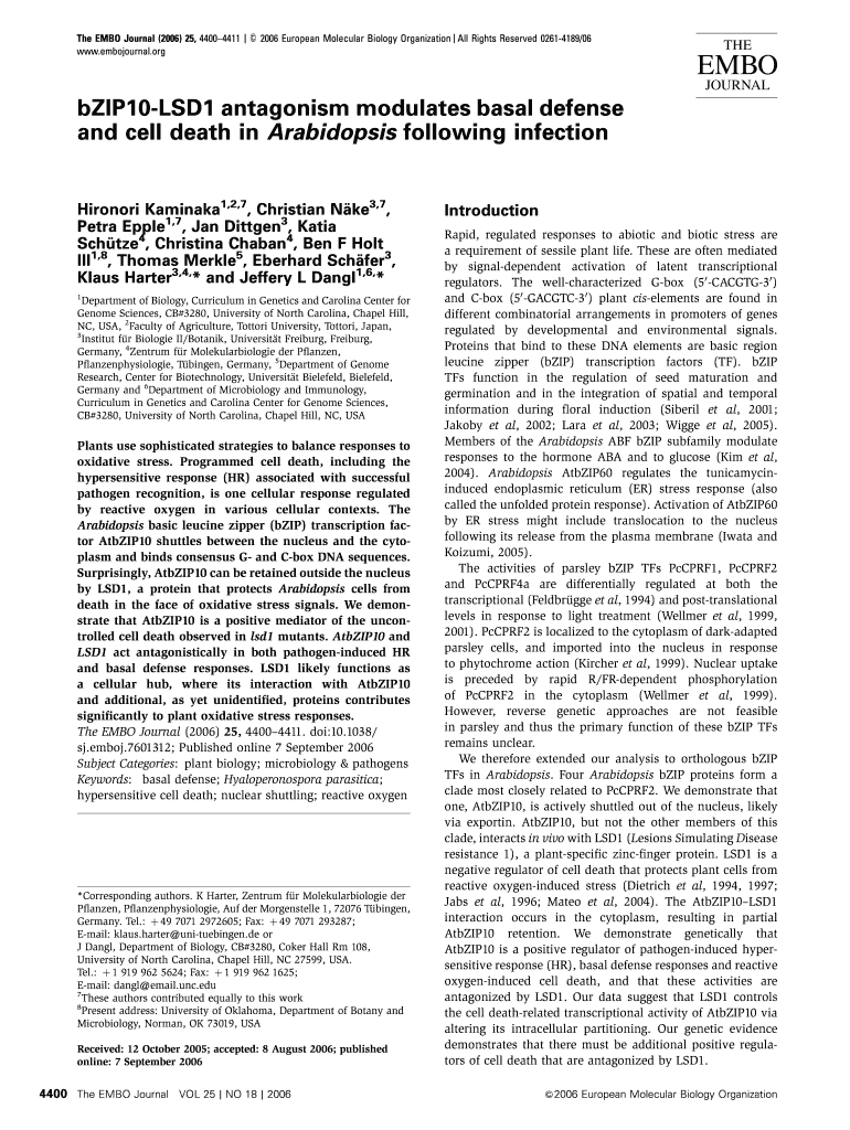 BZIP10 LSD1 Antagonism Modulates Basal Defense and Cell Death in Labs Bio Unc  Form