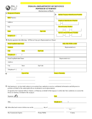 Indiana Poa 1 Form