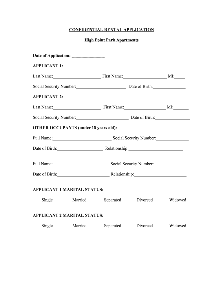 CONFIDENTIAL RENTAL APPLICATION  Form