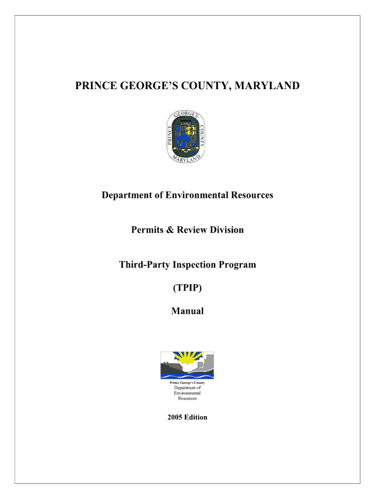  Prince Georges County Third Party Inspection Program  Form 2005