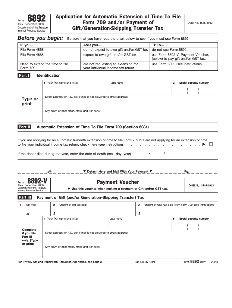 Where to Mail 8892  Form