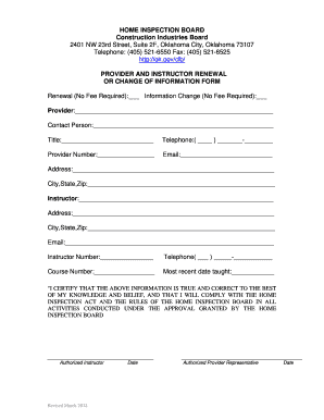 Renewal Form for Instructors and Providers OK Gov Ok