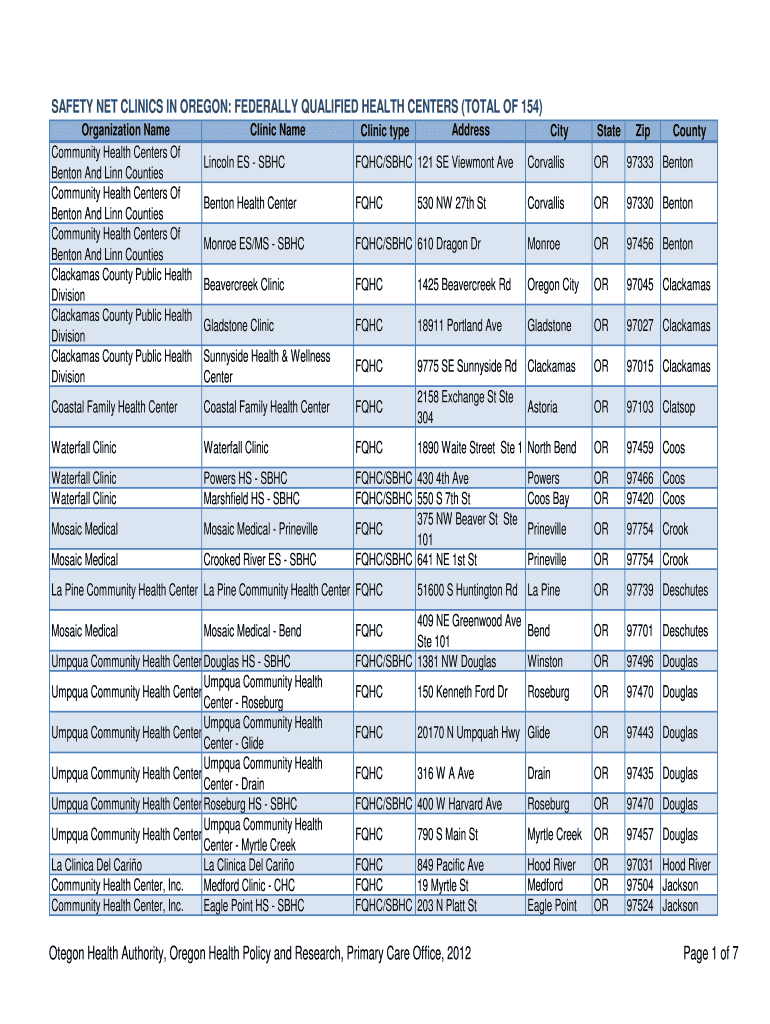 List for the Web Oregon  Form