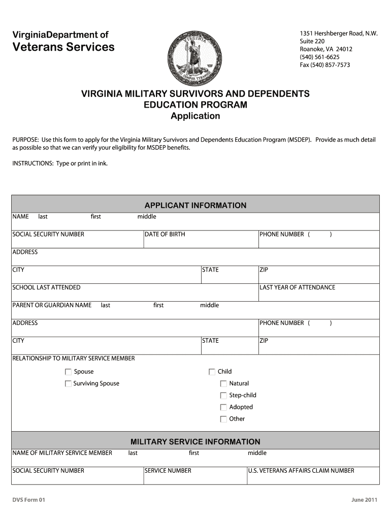 Virginia Military Survivors and Dependents Education Program Roanoke Va Form