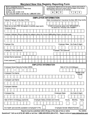 Maryland New Hire  Form