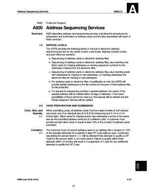 DMM A920 Address Sequencing Services Pe Usps  Form