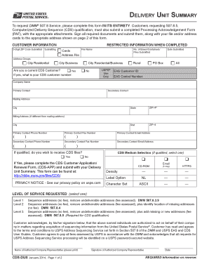 DELIVERY UNIT SUMMARY RIBBS USPS Ribbs Usps  Form