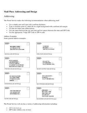 Mail Piece Addressing and Design Addressing Wbu  Form