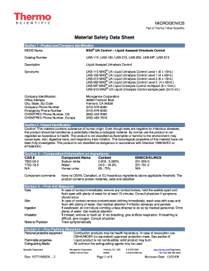 Mas Ua Control Liquid Assayed Urinalysis Control Ranges  Form