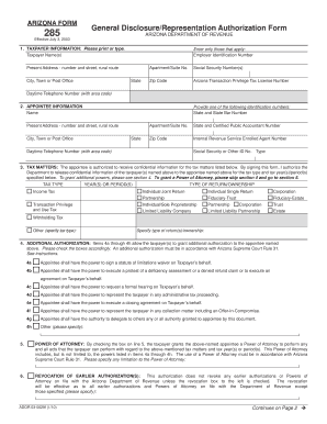 Az Form 285 Fillable