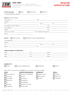 Dealership Form Format in Word