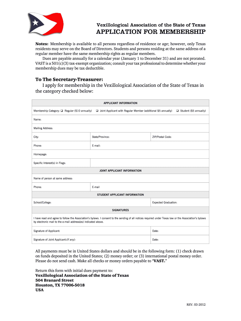 Vexillological Association of the State of Texas Texflags  Form