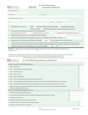 DC Withholding Allowance Certificate  Form