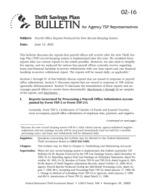 Bulletin 02 16 Payroll Office Reports Produced by New Record Tsp  Form
