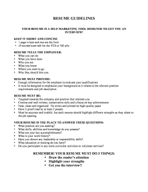 RESUME GUIDELINES Foothill College Foothill  Form
