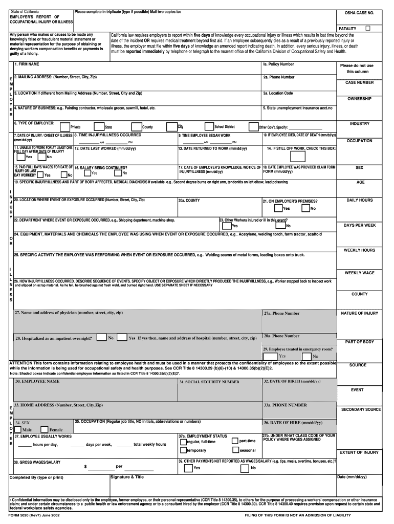  Form 5020 2002-2024