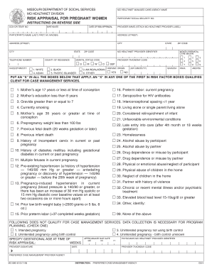 Risk Appraisal for Pregnant Women Form