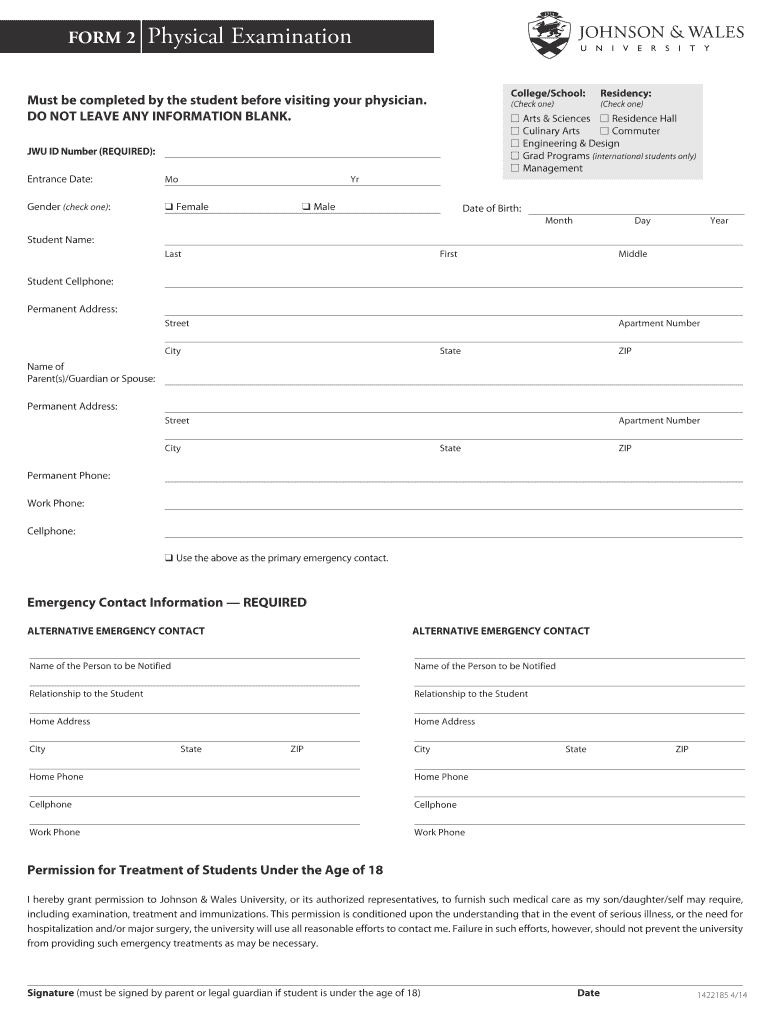  Jwu Health Forms 2014-2024