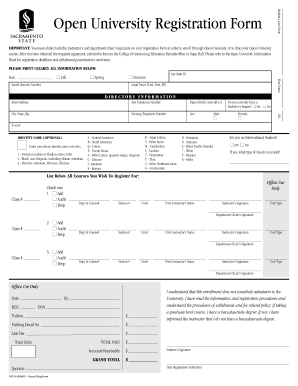  University Registration Form 2009-2024