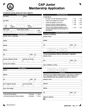 CAP Member JR 08 9544 03R3 Cap  Form