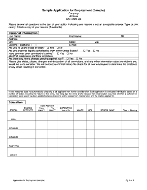 Sample Application for Employment US Figure Skating Usfsa  Form