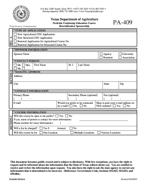 Texas Department of Agriculture Fillable Form Reg 202