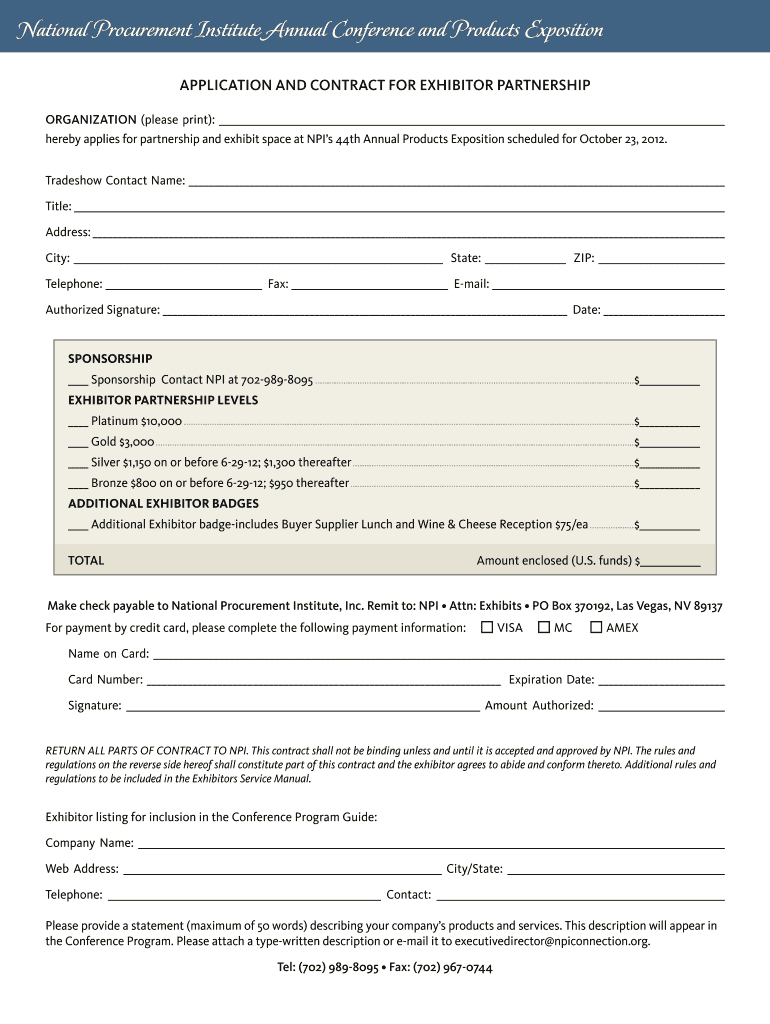 Products Exposition Registration Form NPI Npiconnection