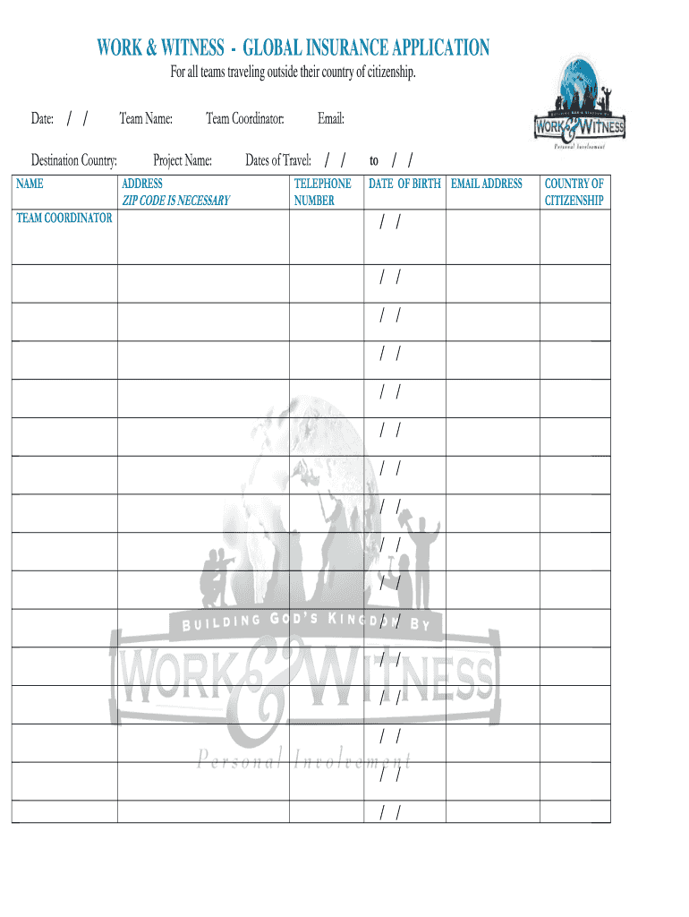  Nazarene Work and Witness Insurance 2009-2024