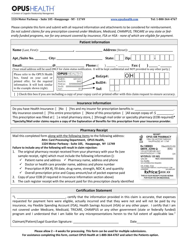 Opus Health Rebate Form