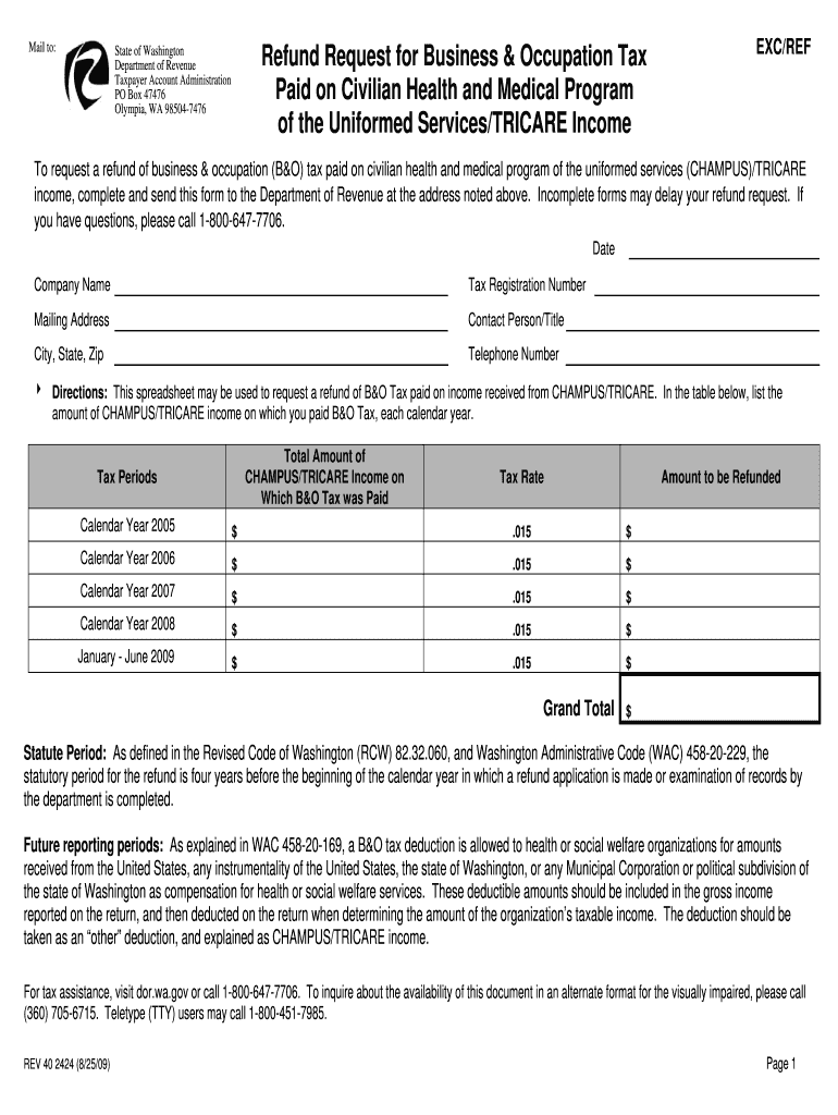 Blank Department of Revenue Dor Wa  Form