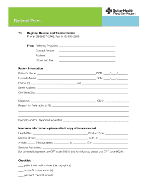 Cpmc Referral Form